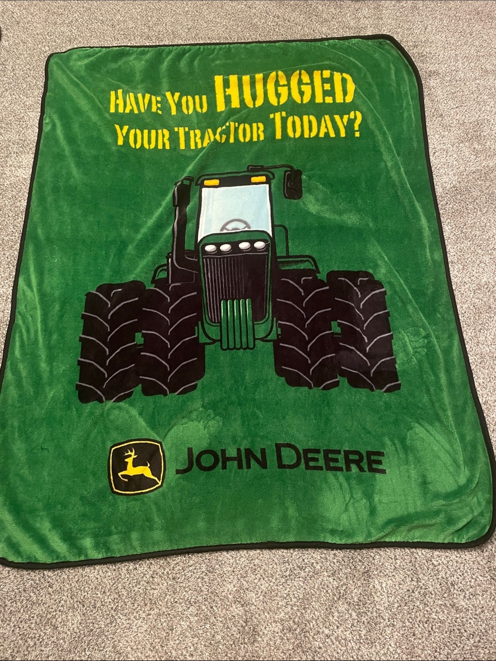John Deere Tractor Fleece Blanket "Have You Hugged Your Tractor Today" 48x58